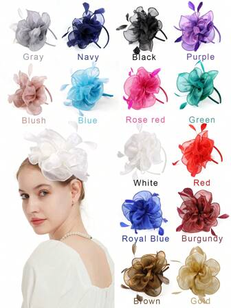 قبعة فاسينيتور قطعة واحدة، قبعة شاي للحفلات، أغطية رأس للنساء مزينة بالأشرطة والريش على شريط رأس وكليب، قبعات صغيرة، قبعة ديربي صغيرة، قبعة صغيرة، أغراض مدرسية