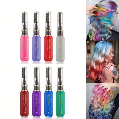 新款临时染发粉笔梳，女孩专属染发剂，可水洗，适合生日、圣诞节、新年、角色扮演、DIY派对染发