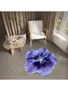 1 pièce Style populaire, tapis asymétrique en matériau de fausse laine, couleur pourpre à motif floral, convient pour le salon et la chambre à coucher en tant que tapis doux, tapis décoratif mode et polyvalent, lavable en machine (La taille asymétrique peut avoir un écart de 1 à 3 cm)