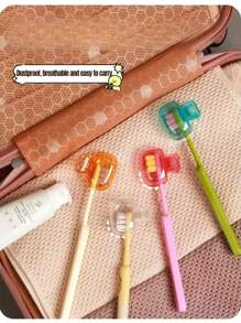1pc/2pcs/3pcs Toothbrush Head Protector Case, Portable Toothbrush Cap Cover, Home Travel Electric Toothbrush Dustproof Holder, Cartoon Toothbrush Head Storage Box. Suitable For Travel And Commuting. Dustproof And Breathable.