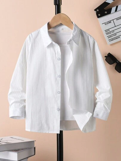 Nuevo cardigan primaveral con cuello de solapa de rayas para niños