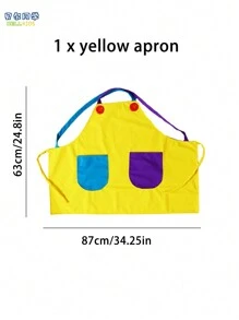 hoojojo 1 Peça Avental Criativo, Azul, Amarelo, Tamanho, Avental com Bolso, Avental de Drama, Livro de Imagens de Histórias, Adereços de Narração de Histórias, Adereços de Jogos Interativos, Família, Sala de Aula, Festa, Materiais Didáticos, Volta às Aulas