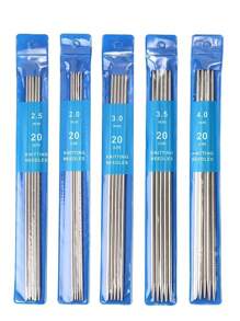 5pcs/Set 7.87inch Straight Knitting Stainless Steel Needles Kit 2.0mm-5.0mm Double Ended Stainless Steel Needles Beginner Knitting, A Knitting Needle, Sewing Tools - Multicolor - View 5