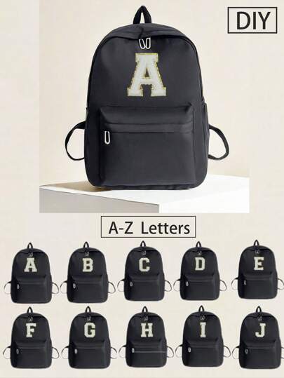 海贼王 26 字母 DIY 返校时尚大容量书包可爱时尚多功能背包钱包纯色耐用尼龙学校背包可调节肩带和多个口袋书包轻便便携式拉链袋包装非常适合户外旅行，随机印刷。