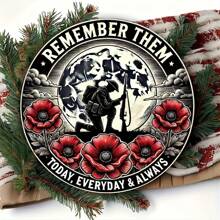 Recordando a los héroes, nunca olvidar - Letrero de pared de metal redondo de 8x8 pulgadas, adecuado para el hogar, bar, cafetería y decoración del garaje, excelente para la decoración de la habitación