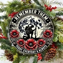 Recordando a los héroes, nunca olvidar - Letrero de pared de metal redondo de 8x8 pulgadas, adecuado para el hogar, bar, cafetería y decoración del garaje, excelente para la decoración de la habitación