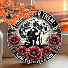 Recordando a los héroes, nunca olvidar - Letrero de pared de metal redondo de 8x8 pulgadas, adecuado para el hogar, bar, cafetería y decoración del garaje, excelente para la decoración de la habitación