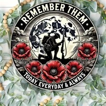 Recordando a los héroes, nunca olvidar - Letrero de pared de metal redondo de 8x8 pulgadas, adecuado para el hogar, bar, cafetería y decoración del garaje, excelente para la decoración de la habitación