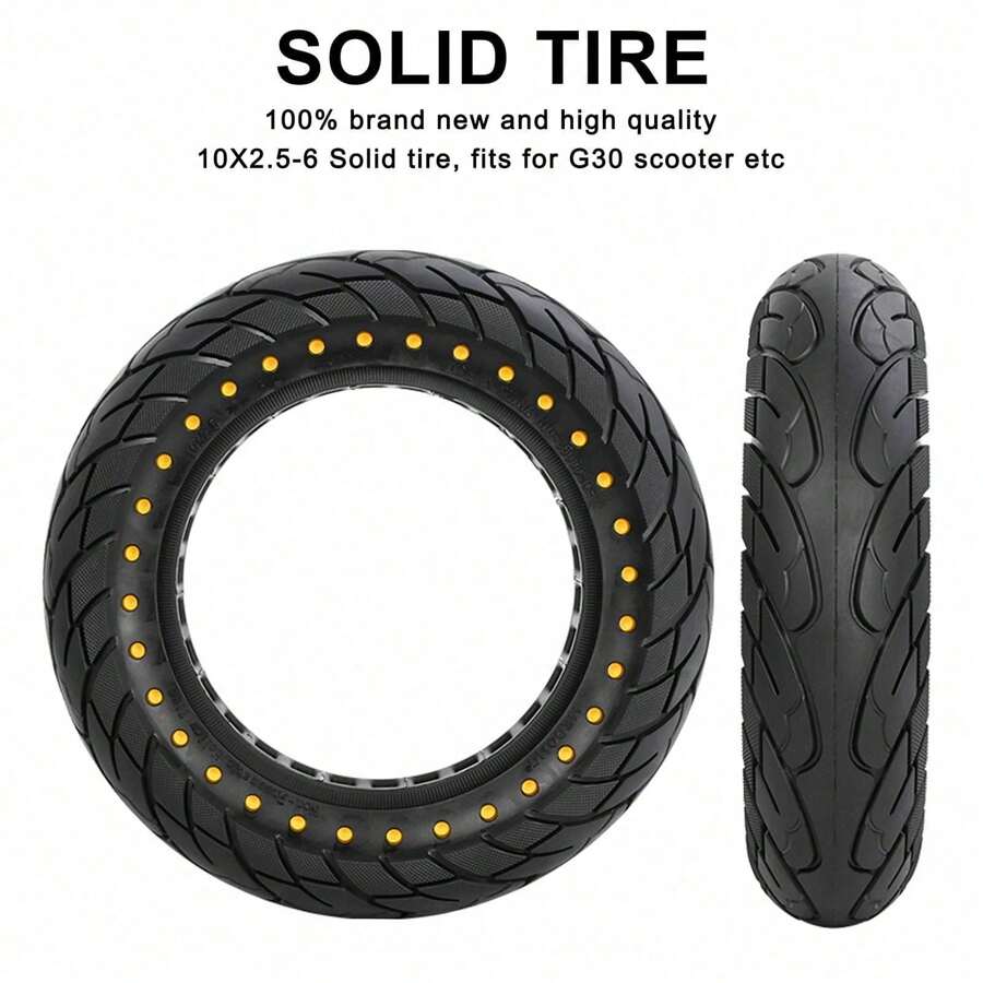 10x2.5 Rubber Solid Tire 60/70-6.5 For Ninebot Max G30 Honeycomb Tyre Replace