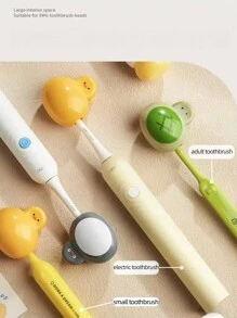 1pc/2pcs/3pcs Toothbrush Head Protector Case, Portable Toothbrush Cap Cover, Home Travel Electric Toothbrush Dustproof Holder, Cartoon Toothbrush Head Storage Box. Suitable For Travel And Commuting. Dustproof And Breathable.