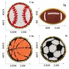 3 Stück Sport Ball bestickte Bügelflicken Set, Fußball Baseball Basketball Rugby Reparatur Aufkleber Applikation, DIY Zubehör für Rucksäcke, Kleidung, Hosen, Mützen, Jeans - Verschiedenfarbig - Übersicht 2