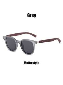 Men's Premium Retro Square Frame Fashion Glasses With Thick Faux Wood-Grain Temples, Stylish & Versatile Fashion Glasses For Party, Daily Wear, Travel & Holiday
