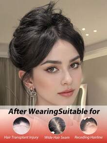 Elegancki zestaw doczepianych grzywek i bokobrodów z ludzkich włosów – naturalny wygląd do codziennego stroju, prosty styl, odpowiedni dla każdej kobiety