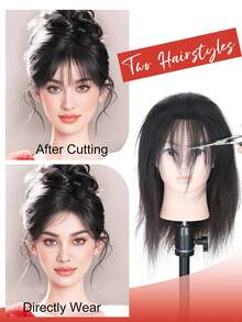 Elegancki zestaw doczepianych grzywek i bokobrodów z ludzkich włosów – naturalny wygląd do codziennego stroju, prosty styl, odpowiedni dla każdej kobiety