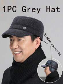 Windproof And Cold-Proof Winter Cycling Warm Ear Muff & Lei Feng Hat For Men, Solid Color Casual Street Style - Multicolor - View 12