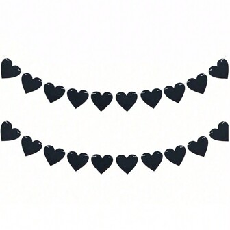 20pcs/40pcs Black Felt Heart Garland Banner Gothic Style Decor For Farewell Wedding Anniversary Birthday Bridal Shower Party Room Decor Home Decor Wall Deoc Dorm Decor Halloween Decorations