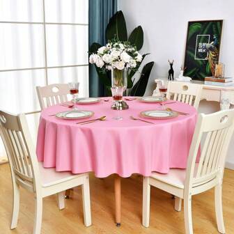 1 Piece Round Satin Tablecloth Suitable For Party And Gathering Table Decoration