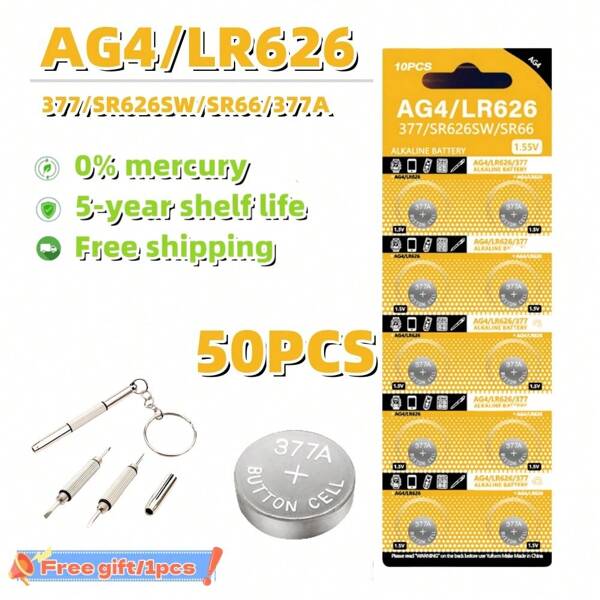 YUFORM Button Battery Watch Battery AG4/LR626 1.5V 18mAh, Used For Watches, Toys, Etc., Non Rechargeable