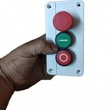 Panel pulsador industrial 3 botones Arranque Parada Emergencia, ampliamente utilizado en espacios industriales, comerciales y domésticos - Blanco - Ver 3