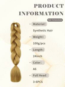 24 Inch High Temperature Synthetic Braiding Hair Bundles, Suitable For Braiding, Colors Include Light Brown, Platinum Blonde, Gray, Black, Brown Gradient, Multicolor, Fashion Braiding Hair Extensions, Suitable For Daily, Party, Cosplay, Music Festival And More - Multicolor - View 3