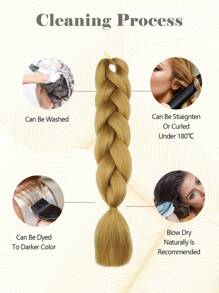24 Inch High Temperature Synthetic Braiding Hair Bundles, Suitable For Braiding, Colors Include Light Brown, Platinum Blonde, Gray, Black, Brown Gradient, Multicolor, Fashion Braiding Hair Extensions, Suitable For Daily, Party, Cosplay, Music Festival And More - Multicolor - View 6