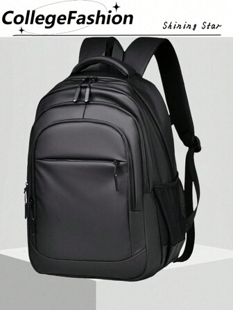 1 件防水耐磨男士大容量背包，旅行书包，学院，学校休闲背包纯色背包，运动度假必备，轻便可调节肩带，拉链