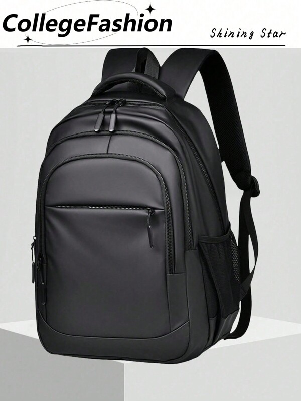 1 PC Waterproof And Wear-Resistant Men's Large Capacity Backpack, Travel School Bag, College, School Casual Backpack Solid Color Backpack, Sports Holiday Essentials, Lightweight Adjustable Shoulder Straps, Zipper School Bags Large Capacity Bag Travel Bags Office Bag Laptop Bag