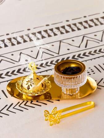 1pc/Set 北欧纯色罗摩香炉 创意蝴蝶香炉夹 竖条纹玻璃香炉 桌面装饰檀香香炉 香消玉殒 罗摩礼物 星星月亮灯笼