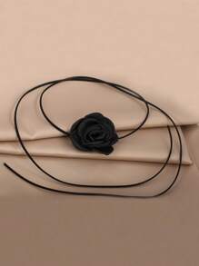 1 pieza Collar gargantilla de flor de rosa negra, gargantilla envuelta de estilo gótico oscuro, vintage y sexy con decoración de camelias, adecuado para vestidos, ocasiones formales, fiestas, regalo para amigos y citas
