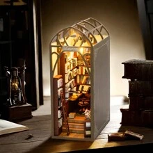 طقم نموذج ديكور رف كتب خشبي ثلاثي الأبعاد لغرفة النوم، ألعاب تجميع دمى المنزل، هدايا يدوية DIY للصناعة، هدايا عيد الميلاد وعيد الهالوين
