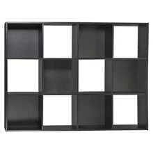 12-Cube Black Storage Organizer Bookcase Home Office Display Bookshelf Shelves