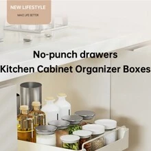 Pull Out Cabinet Drawers Organizer Pull Out Cabinet Organizer Shelves Adhesive Slide Out Drawers Storage Rack For Kitchen Cabinets, Pantry, Bathroom - White 40cm - View 11