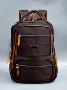 Large Laptop Backpack For School Executive Men's Adults Reinforced Waterproof - Coffee Brown - View 2