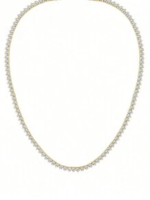 1 pieza de collar de tenis clásico, de moda y versátil con circonia cúbica brillante, disponible en 16/18/20/22/24 pulgadas y diseñado para mujeres