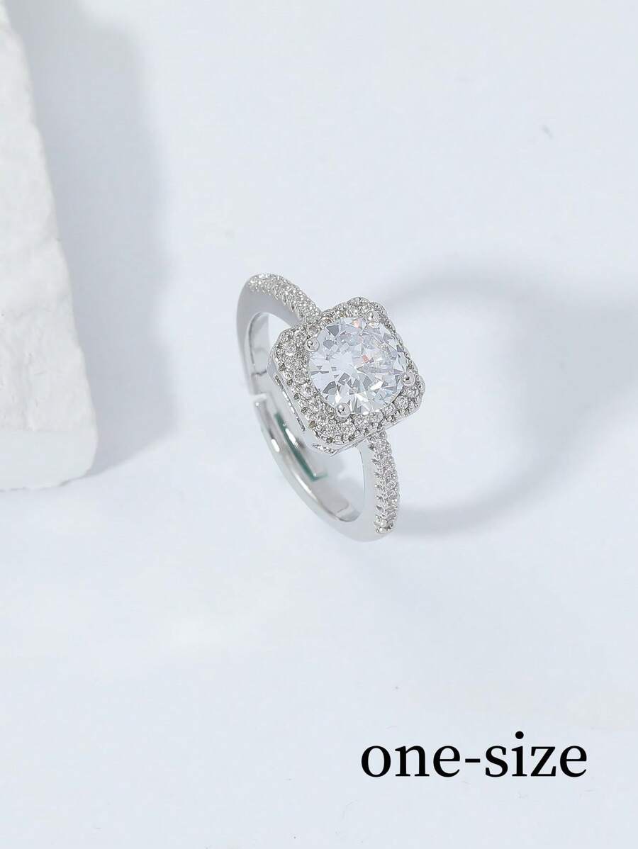 Nhẫn Khối Zirconia  Trang trí - Bạc - Xem 1