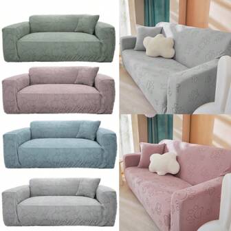 1 pieza Funda de sofá de felpa polar con estampado de pata de gato y tulipán Funda de sofá elástica y antideslizante, extraíble y adecuada para todas las estaciones, decoraciones para el hogar - 1 plaza: Adecuada para sofás de 90-125 cm de largo / 2 plazas: Adecuada para sofás de 145-170 cm de largo / 3 plazas: Adecuada para sofás de 190-210 cm de largo / 4 plazas: Adecuada para sofás de 235-280 cm de largo, regalo de cumpleaños, graduación, decoración de sala de estar