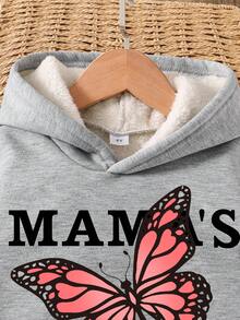 2pcs Toddler Cartoon Pattern Print Warm Hoodie & Sports Pants Sets