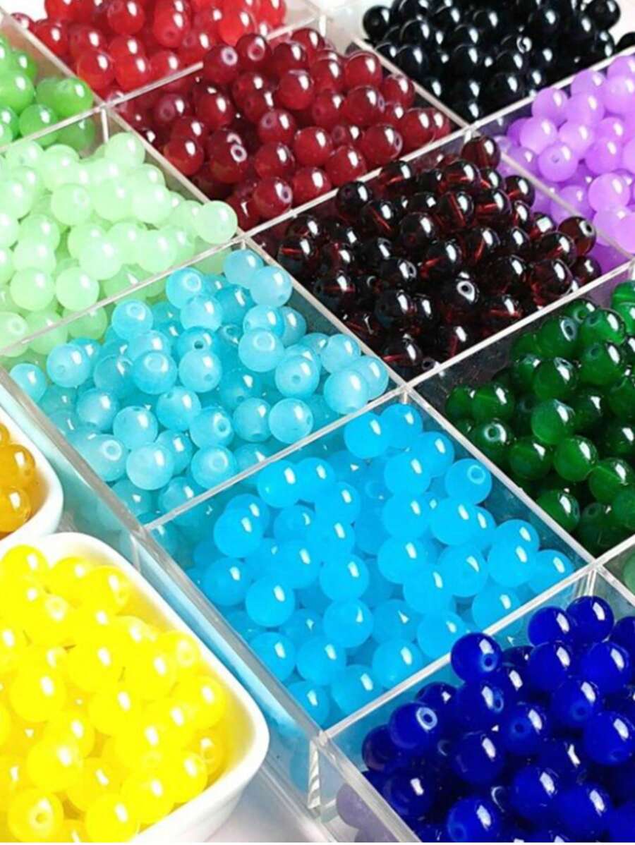 100pcs 8mm Glass Simulated Agate Jade Round Beads, Agate Glass Beads, Crystal Beads For Jewelry Making And DIY Crafts