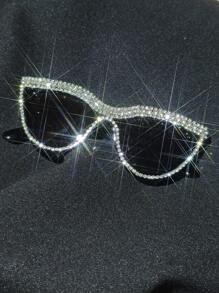 1 chiếc kính mắt mèo đính đá thời trang cho nữ, phụ kiện tiệc/lễ hội sang trọng Y2K, dễ thương & thời trang, thích hợp cho bãi biển, tiệc theo chủ đề (kèm theo khăn lau) ngày lễ tình nhân - những viên kim cương lấp lánh - Xem 13