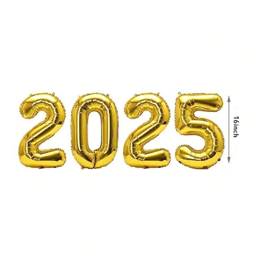 1 סט שנה טובה 2025 בלוני אלפבית מתנפח שנה חדשה קישוט בלוני נייר כסף צבעוני ציוד למסיבה קישוטי חג