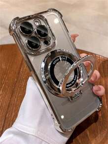 防摔奢华电镀透明手机壳，带指环支架和磁吸支架，兼容 17/6/7/8/X/XS/XR/11/12/13/14/15/16e、Galaxy S22/23/24、A04/05/06/A07/A17/A14/A15/A16/A24/A25/A34、Note 7/8/9/10/11/12/13/14、9/10/12/13C/14C/A5、MOTO、Honor X、HW、C53 C55 - 銀色 - 查看 5