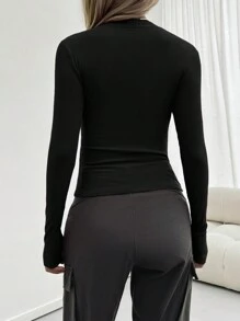 Women's Ribbed Long Sleeve Crew Neck Top