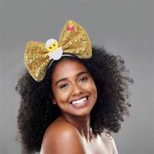 Easter Bow Headband, Shiny Sequined Hair Hoop Cute Headband Styling Accessories For Party Photography - Yellow - View 3