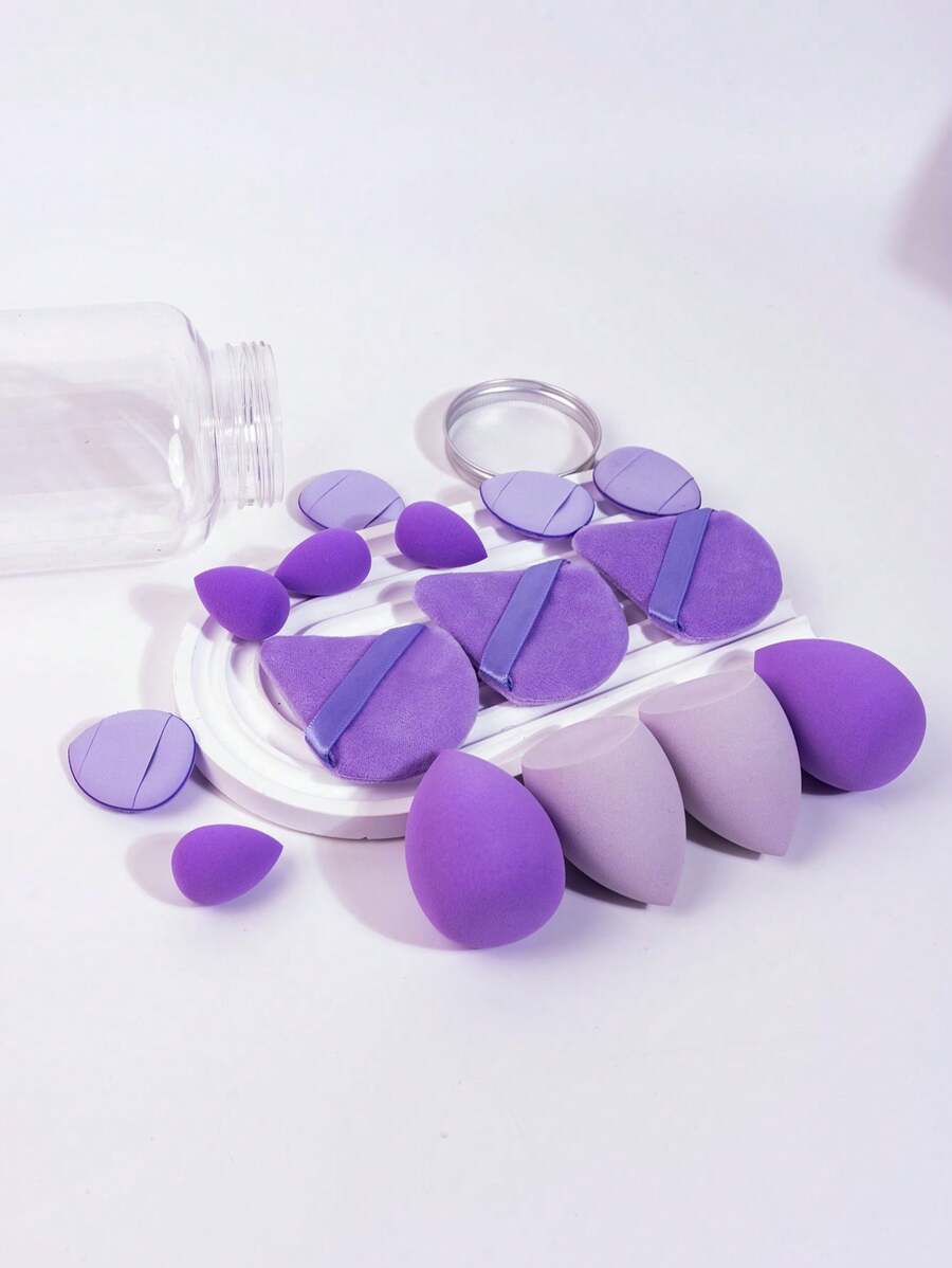 Bộ bông trang điểm 3/4/15 món: 4 bông phấn phủ + 4 miếng mút trang điểm + 4 miếng mút trang điểm mini + 3 miếng mút trang điểm hình tam giác + 1 chai đựng, Quà tặng, Du lịch, Đồ dùng giá rẻ, Vật dụng cần thiết khi đi du lịch - Nhiều màu - Xem 1