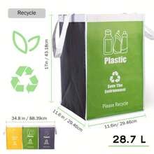 Recycle Waste Bag For Kitchen Home Trash Sorting Bins Base Plate Waterproof Baskets Polypropylene 3 Set - Light Grey - View 5