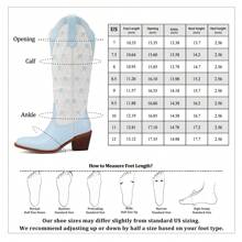 Pasuot Dressy Party Boots With Western Charm: Women's Wide Calf, Knee-High Cowboy Boots With Cute Bow Embroidery, Chunky Heel, Pointed Toe, And Stylish Color-Block Design For Elegant Occasions. - 淺藍色 - 查看 7