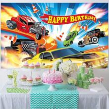 1pc Hot-Selling Car Themed Birthday Party Decoration, Popular Race Car Banner Background For Indoor & Outdoor Birthday Party Decor