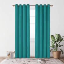2er Set Thermovorhang Kälteschutz Gardinen Mit Ösen Blickdichte Vorhänge Schlafzimmer Blackout Curtain Verdunkelung Wärmeisolierend - Peacock Blue - View 5