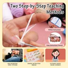 Crochet Animal Kit For Beginners With Video Tutorial Cotton Knitting Yarn Thread Needles Hook Knit Tool Set DIY Craft - Black - View 3