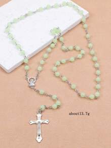1 件优雅实惠的 8 毫米/6 毫米约 59 件塑料夜光串珠十字架吊坠项链、教堂洗礼节日礼物、毛衣链 - 夜光串珠項鍊 - 查看 9